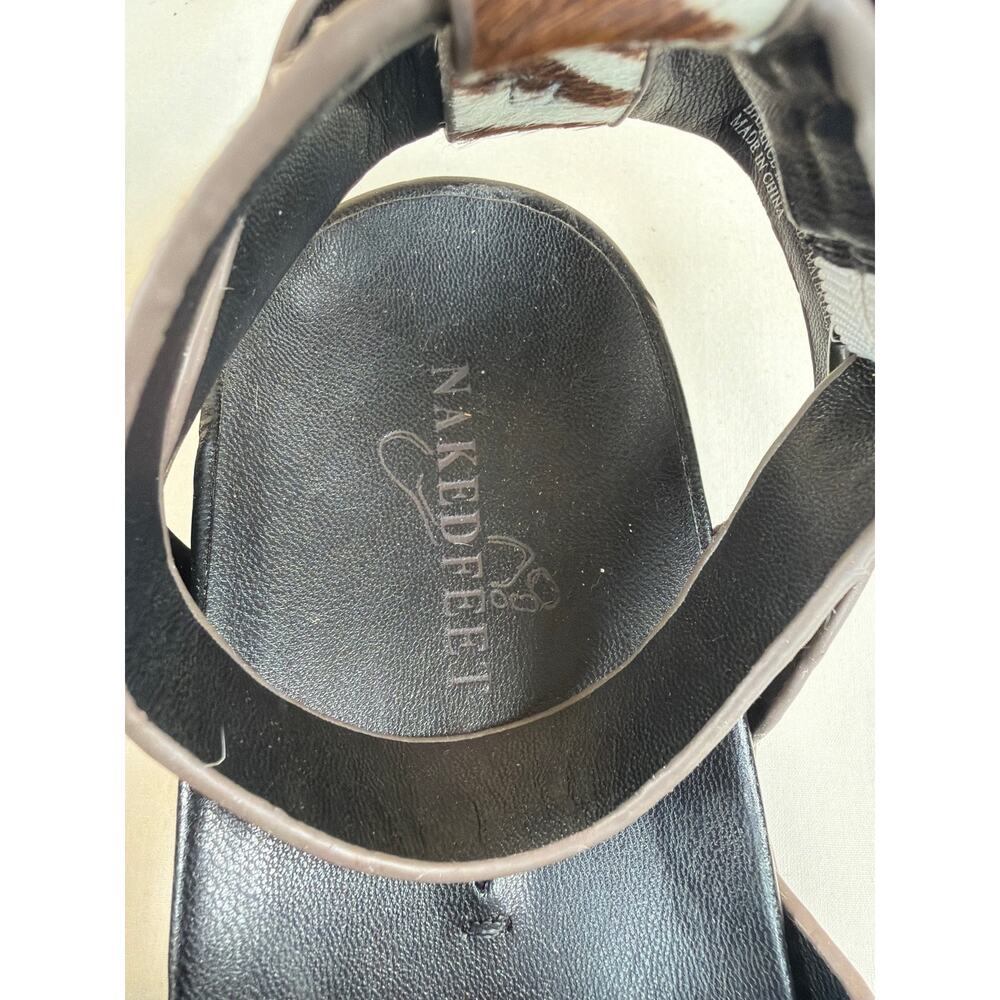 Naked Feet Limon Zebra Sandals Leather Boho Nomadic Earthy Travel Size 9 NWOB - Picture 6 of 9